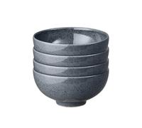 Denby - Dark Grey Speckle Set of 4 Rice Bowls - 480ml Capacity Dishes - Dishwasher & Microwave Safe Crockery - Textured Glaze Effect - Ceramic Stoneware Bowls - Chip & Crack Resistant For Everyday Use