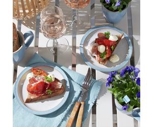 Denby Elements 12 Piece Stoneware Dinner Set - Blue & White