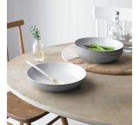 Denby - Elements Light Grey Pasta Bowls Set of 4 - Dishwasher Microwave Safe Crockery 1050ml 22cm - Pale Grey, White Ceramic Stoneware Tableware - Chip & Crack Resistant