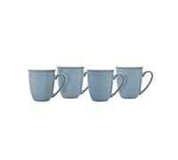 Denby - Elements Blue Coffee Mug Set of 4 - 330ml Stoneware Ceramic Tea Mug Set For Home & Office - Dishwasher Safe, Microwave Safe - Blue, White -