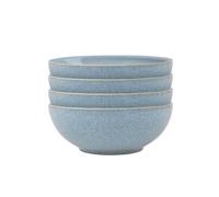 Denby - Elements Blue Coupe Cereal Bowls Set of 4 - Dishwasher Microwave Safe Crockery 820ml 17cm - Blue Ceramic Stoneware Tableware - Chip & Crack Resistant Soup Bowls