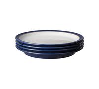 Denby - Elements Dark Blue Dinner Plates Set of 4 - Dishwasher Microwave Safe Crockery 26.5cm - Navy Blue, White Ceramic Stoneware Tableware - Chip & Crack Resistant Large Plates