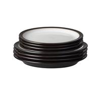 Denby - Elements Dinner & Lunch Plate 8 Piece Set - Black Glaze, Dishwasher Safe 4 x Medium & Large Plates - Microwave & Oven Proof Stoneware Lunch & Dinner Dishes - Chip Resistant for Everyday Use