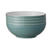 Denby - Elements Fern Green Cereal Bowls Set of 4 - Dishwasher Microwave Safe Crockery 820ml 17cm - Green, White Ceramic Stoneware Tableware - Chip & Crack Resistant Soup Bowls