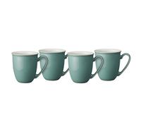 Denby - Elements Fern Green Coffee Mug Set of 4 - 330ml Stoneware Ceramic Tea Mug Set For Home & Office - Dishwasher Safe, Microwave Safe - Green, White - Chip Resistant