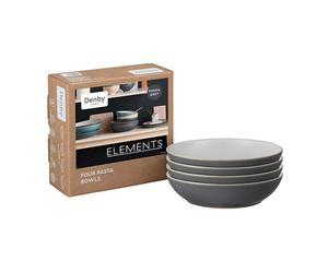 Denby Elements Fossil Grey 4 Piece Pasta Bowl Set