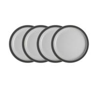 Denby - Elements Fossil Grey Dinner Plates Set of 4 - Dishwasher Microwave Safe Crockery 26.5cm - Dark Grey, White Ceramic Stoneware Tableware - Chip & Crack Resistant Large Plates