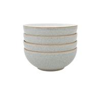 Denby - Elements Light Grey Cereal Bowls Set of 4 - Dishwasher Microwave Safe Crockery 820ml 17cm - Pale Grey, White Ceramic Stoneware Tableware -