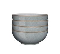 Denby - Elements Light Grey Coupe Cereal Bowls Set of 4 - Dishwasher Microwave Safe Crockery 820ml 17cm - Pale Grey Ceramic Stoneware Tableware - Chip & Crack Resistant Soup Bowls