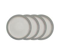 Denby - Elements Light Grey Dinner Plates Set of 4 - Dishwasher Microwave Safe Crockery 26.5cm - Pale Grey, White Ceramic Stoneware Tableware - Chip & Crack Resistant Large Plates
