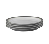 Denby - Elements Medium Fossil Grey Plates Set of 4 - Dishwasher Microwave Safe Crockery 22cm - Dark Grey, White Ceramic Stoneware Tableware - Chip & Crack Resistant Lunch Plates
