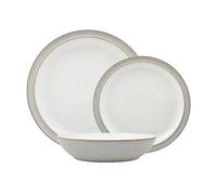 Denby Elements Tableware 12 Piece Dinner Set Light Grey