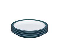 Denby - Greenwich Small Plates Set of 4 - Green, White Dishwasher, Oven, Microwave Safe Crockery 17.5cm - Ceramic Stoneware Tableware Side Plates - Chip & Crack Resistant