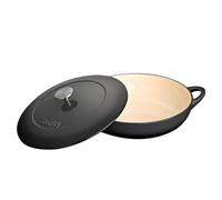 Denby - Halo Black Cast Iron Casserole Dish - 3.8L Capacity Dutch Oven, Shallow Oven Safe Pot, Suitable For All Hob Types - Premium, Enamelled - Dishwasher Safe Cookware - 30cm