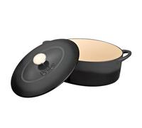 Denby - Halo Black Cast Iron Casserole Dish - 4.25L Capacity Dutch Oven, Oven Safe Pot, Suitable For All Hob Types - Premium, Enamelled - Dishwasher Safe Cookware - 28cm, Oval