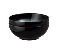 Denby - Halo Cereal Bowls Set of 2 - Reactive Glaze Dishwasher Microwave Safe Crockery 820ml - Black, Grey Ceramic Stoneware Tableware - Chip & Crack Resistant Soup Bowls