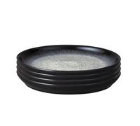 Denby - Halo Coupe Medium Plates Set of 4 - Reactive Glaze Dishwasher Microwave Safe Crockery 21cm - Black, Grey Ceramic Stoneware Tableware - Chip & Crack Resistant