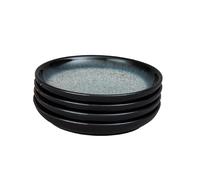 Denby - Halo Coupe Small Plates Set of 4 - Reactive Glaze Dishwasher, Oven & Microwave Safe Crockery 17cm - Black, Grey, White Ceramic Stoneware Tableware Side Plates - Chip & Crack Resistant