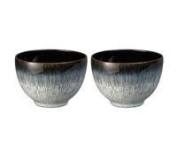 Denby - Halo Deep Noodle Bowls Set of 2 - Reactive Glaze Dishwasher Microwave Safe Crockery 900ml - Black, Grey Ceramic Stoneware Tableware - Chip & Crack Resistant Soup Bowls