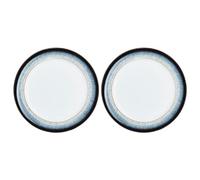 Denby - Halo Dinner Plates Set of 2 - Reactive Glaze Dishwasher Microwave Safe Crockery 28cm - Black, Grey, White Ceramic Stoneware Tableware - Chip & Crack Resistant