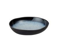 Denby - Halo Large Organic Dish - 28.5cm Length - Organic Shape Reactive Glaze Serving Dish - Black, Grey, White Ceramic Glazed Oven Safe, Dishwasher Safe, Microwave Safe
