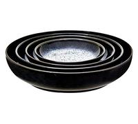 Denby - Halo Nesting Bowls Set of 4 - Reactive Glaze Dishwasher Microwave Safe Crockery - 1.5L, 900ml, 440ml & 150ml - Black, Grey Ceramic Stoneware Tableware - Chip & Crack Resistant