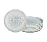 Denby - Halo Speckle Dinner Plates Set of 6-10.25 Inch Dishwasher Microwave Oven Safe - Scratch Chip Resistant - Grey, Neutral, Blue Large Ceramic Stoneware Dinnerware Plates Set