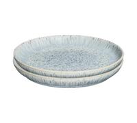 Denby - Halo Speckle Medium Plates Set of 2 - Grey, Neutral Patterned Coupe Dishwasher Microwave Safe Crockery 21cm - Glazed Ceramic Stoneware