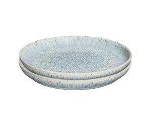 Denby - Halo Speckle Medium Plates Set of 2 - Grey, Neutral Patterned Coupe Dishwasher Microwave Safe Crockery 21cm - Glazed Ceramic Stoneware Tableware - Chip & Crack Resistant