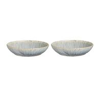 Denby - Halo Speckle Pasta Bowls Set of 2 - Grey, Neutral Patterned Dishwasher Microwave Safe Crockery 1050ml - Glazed Ceramic Stoneware Tableware - Chip & Crack Resistant