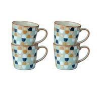 Denby - Heritage Pavilion Accent Mugs Set of 4 - Large 400ml Capacity, 13 Diameter Patterned Cups for Coffee, Tea - Dishwasher & Microwave Safe, Oven Proof - Chip Resistant & Durable for Everyday Use