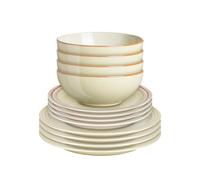 Denby - Heritage Veranda 12 Piece Tableware Set - Dishwasher & Microwave Safe, Oven Proof Plate & Bowl Set - Includes 4 x Small Plates, Dinner Plates and Cereal Bowls - Chip Resistant & Durable
