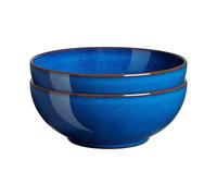 Denby - Imperial Blue Cereal Bowls Set of 2 - Dishwasher Microwave Safe Crockery 820ml 17cm - Royal Blue Ceramic Stoneware Tableware - Chip & Crack R