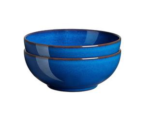 Denby - Imperial Blue Cereal Bowls Set of 2 - Dishwasher Microwave Safe Crockery 820ml 17cm - Royal Blue Ceramic Stoneware Tableware - Chip & Crack Resistant Coupe Soup Bowls