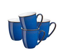 Denby - Imperial Blue Coffee Beakers/Mug Set of 4-11.5oz - Stoneware Tea Cup Mug Set - for Office & Home - Dishwasher Safe - Ceramic Tea Cups with Deep Blue Glaze - Chip Resistant