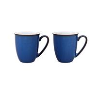 Denby - Imperial Blue Coffee Mug Set of 2 - 330ml Large Stoneware Ceramic Classic Tea Mug Set For Home & Office - Dishwasher Safe, Microwave Safe - Blue, White, Brown - Chip Resistant