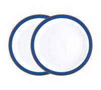 Denby - Imperial Blue Dinner Plates Set of 2 - Dishwasher Microwave Safe Crockery 26.5cm - Blue, White Ceramic Stoneware Tableware - Chip & Crack