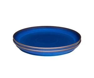 Denby - Imperial Blue Dinner Plates Set of 2 - Dishwasher Microwave Safe Crockery 26cm - Royal Blue Coupe Ceramic Stoneware Tableware - Chip & Crack Resistant Large Plates