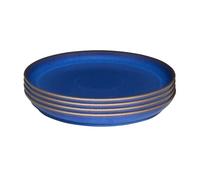 Denby - Imperial Blue Dinner Plates Set of 4 - Dishwasher Microwave Safe Crockery 26cm - Royal Blue Coupe Ceramic Stoneware Tableware - Chip & Crack Resistant Large Plates