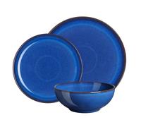 Denby - Imperial Blue Dinner Set for 4-12 Piece Coupe Ceramic Tableware Plate & Bowl Set Solid Blue - Dishwasher Microwave Safe Crockery - 4 x Dinner Plates, Small Plates, Cereal Bowls