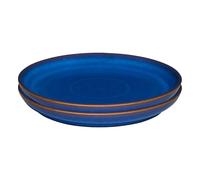 Denby - Imperial Blue Medium Plates Set of 2 - Dishwasher Microwave Safe Crockery 21cm - Royal Blue Coupe Ceramic Stoneware Tableware - Chip & Crack Resistant Lunch Plates