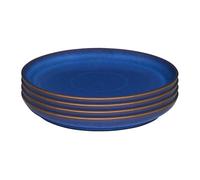 Denby - Imperial Blue Medium Plates Set of 4 - Dishwasher Microwave Safe Crockery 21cm - Royal Blue Coupe Ceramic Stoneware Tableware - Chip & Crack Resistant Lunch Plates