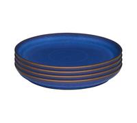 Denby - Imperial Blue Medium Plates Set of 4 - Dishwasher Microwave Safe Crockery 21cm - Royal Blue Coupe Ceramic Stoneware Tableware - Chip & Crack