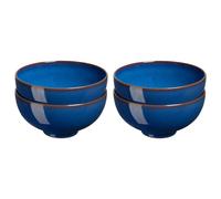 Denby - Imperial Blue Rice Bowls Set of 4 - Dishwasher Microwave Safe Crockery 480ml 13cm - Royal Blue Ceramic Stoneware Tableware - Chip & Crack