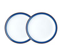 Denby - Imperial Blue Small Plates Set of 2 - Dishwasher Microwave Safe Crockery 17.5cm - Royal Blue, White Ceramic Stoneware Tableware Side Plates -