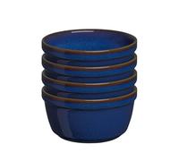 Denby - Imperial Blue Stoneware Ramekin Set of 4-170ml Capacity Souffle Dish For Baking, Cooking - Oven Proof, Microwave & Dishwasher Safe - Blue Glaze Ceramic Bowls For Creme Brulee, Dessert