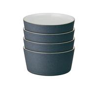 Denby - Impression Charcoal Blue Straight Rice Bowls Set of 4 - Dishwasher Microwave Safe Modern Crockery - Ceramic Stoneware Tableware