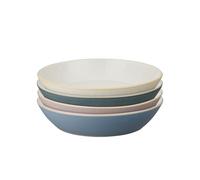Denby - Impression Mixed Colour Pasta Bowls Set of 4 - Dishwasher Microwave Safe Crockery - Blue, Pink, Cream, Black Ceramic Stoneware Tableware
