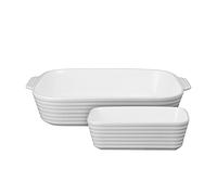 Denby - James Martin Cook Rectangular Dish Set - Small & Large - Stylish & Contemporary Porcelain Oven Dish - Dishwasher, Oven, Microwave & Freezer Safe, White, Grey