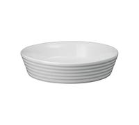Denby - James Martin Cook Round Dish - 1400ml Capacity (23cm x 23cm x 5.5cm) - Max Oven Temperature of 250°C - Perfect for Savoury Flans, Quiches & Pies - Soft Grey Glaze & White Finish